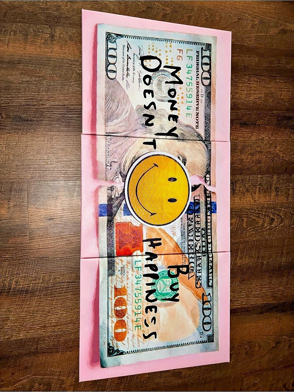 3 piece wall art “Monet Doesn’t Buy Happiness” 100 Bill Canvases (3)
